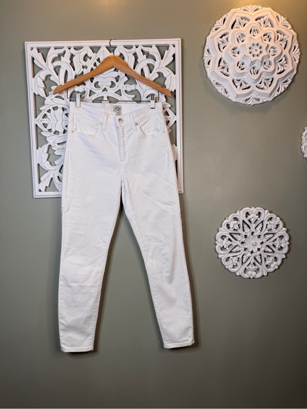 J. Crew 9" High Rise Toothpick White Skinny Jeans Size 28